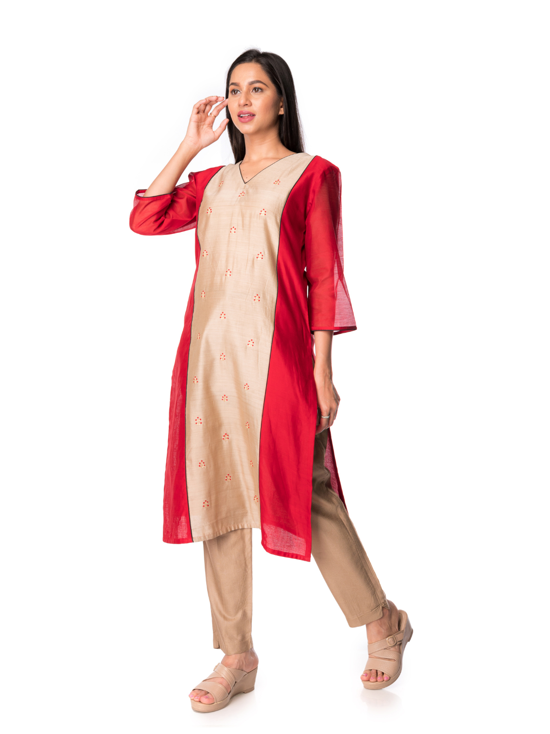 Plain Red Suit With Printed Dupatta – UNBOX COLOURS Creativity At Work!